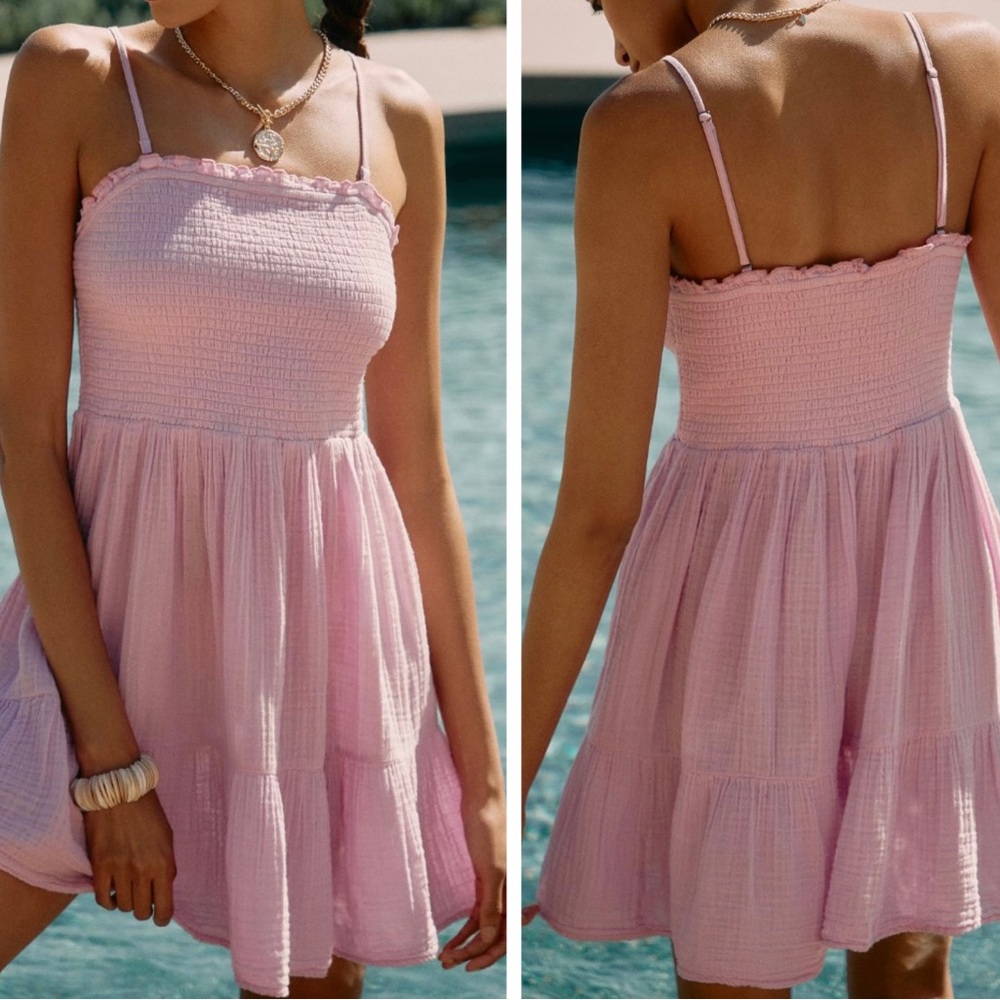Anthropologie The Marisol Smocked Gauze Mini Dress, Size M